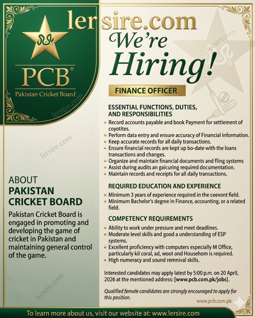 Pakistan Cricket Board Jobs 2026